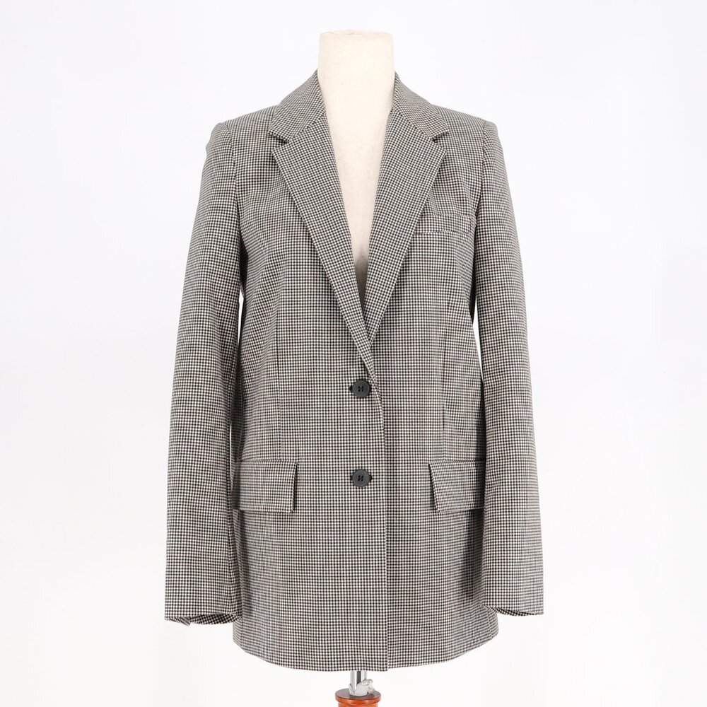 ZARA Longline Houndstooth Mini Check Oversized Blazer Brown/Black Size XS